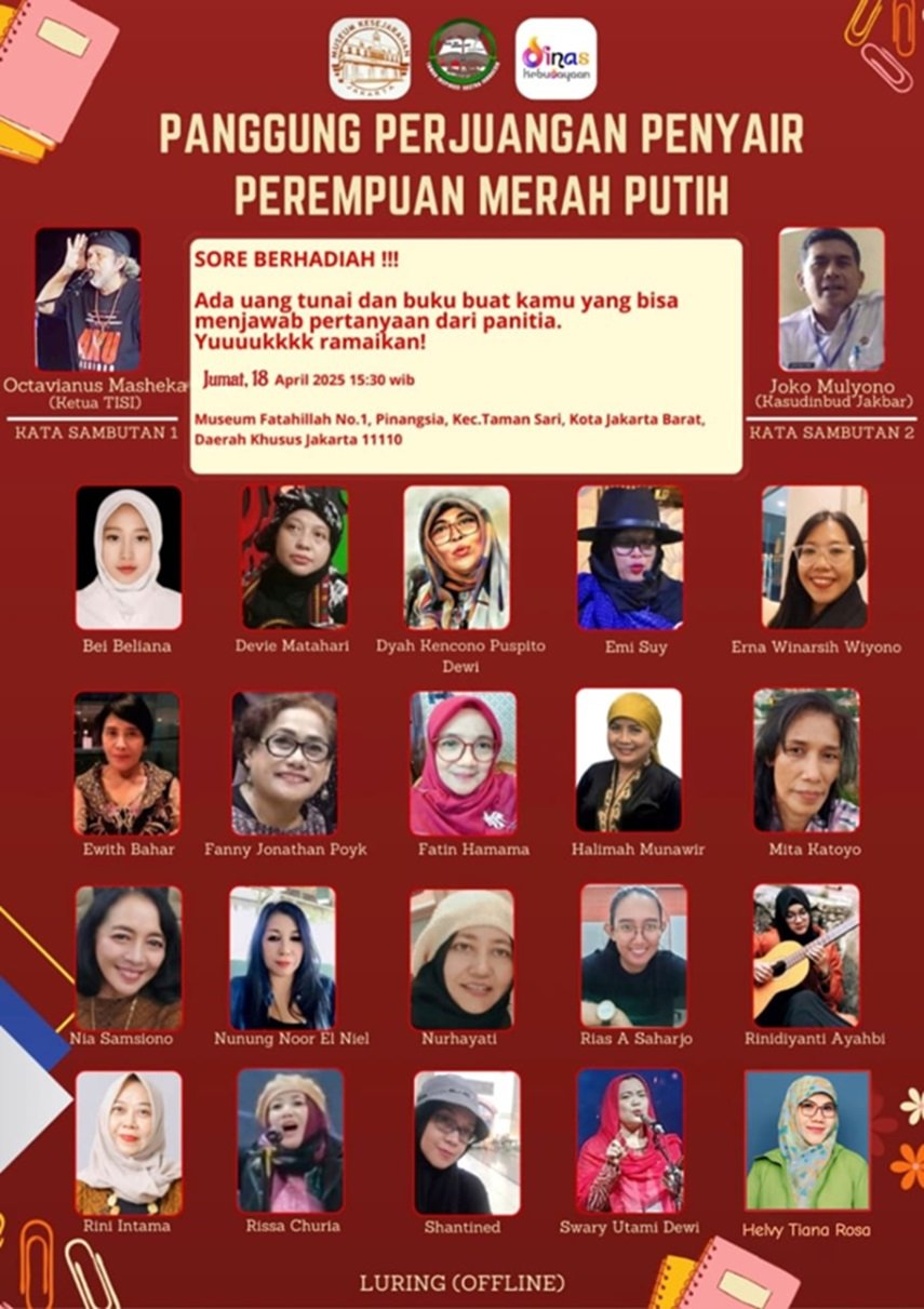 TISI Gelar Panggung Perjuangan Penyair Perempuan Merah Putih, 19 Penyair Perempuan Akan Menulis Puisi dan Membacakannya