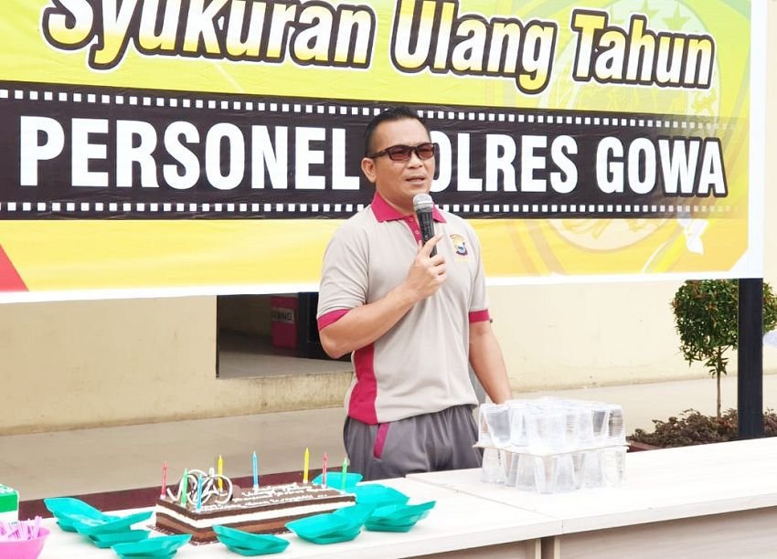 Lahir Bulan Januari, 60 Personil Polres Gowa Rayakan Ultah Bersama