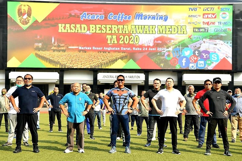 Kasad Gelar Coffee Morning dan Olahraga Bersama Awak Media