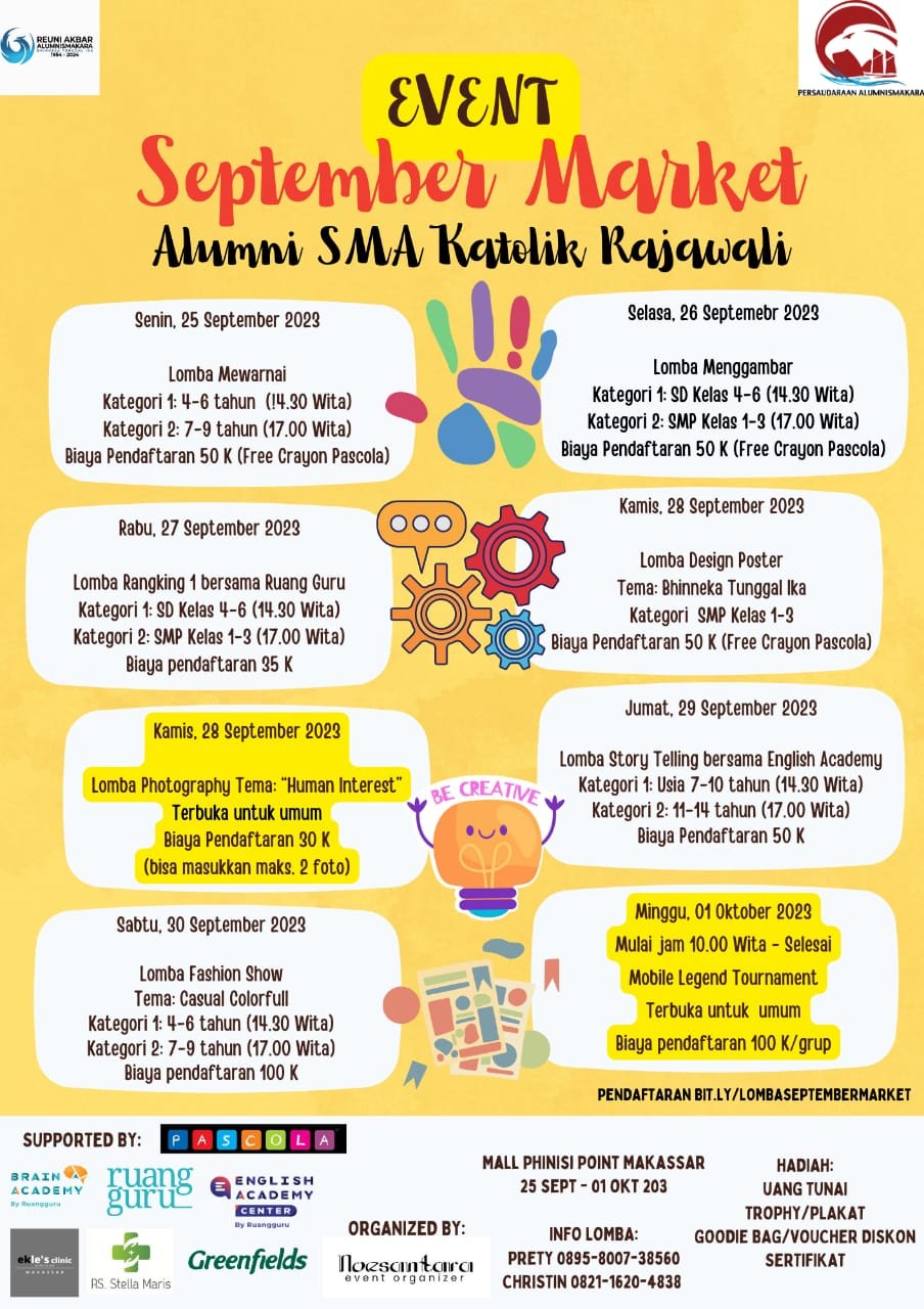 Alumni SMA Katolik Rajawali Selenggarakan Event September Market di Mall Phinisi Point Makassar